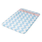 Blauw zigzag, Blauw Chevron, Golfpatroon, Jouw naa Badmat (Gekanteld)