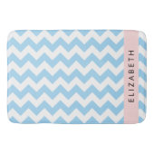 Blauw zigzag, Blauw Chevron, Golfpatroon, Jouw naa Badmat (Voorkant)