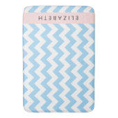 Blauw zigzag, Blauw Chevron, Golfpatroon, Jouw naa Badmat (Voorkant Verticaal)