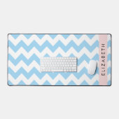 Blauw zigzag, Blauw Chevron, Golfpatroon, Jouw naa Bureaumat (Keyboard & Muis)