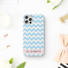 Blauw zigzag, Blauw Chevron, Golfpatroon, Jouw naa Case-Mate iPhone Case
