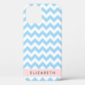 Blauw zigzag, Blauw Chevron, Golfpatroon, Jouw naa Case-Mate iPhone Case (Achterkant)