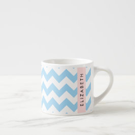 Blauw zigzag, Blauw Chevron, Golfpatroon, Jouw naa Espresso Kop