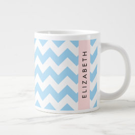 Blauw zigzag, Blauw Chevron, Golfpatroon, Jouw naa Grote Koffiekop