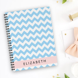 Blauw zigzag, Blauw Chevron, Golfpatroon, Jouw naa Notitieboek
