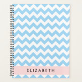 Blauw zigzag, Blauw Chevron, Golfpatroon, Jouw naa Planner (Voorkant)