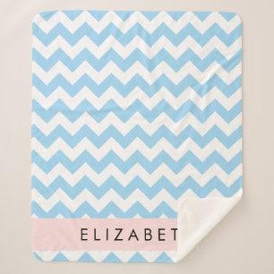 Blauw zigzag, Blauw Chevron, Golfpatroon, Jouw naa Sherpa Deken