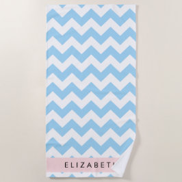 Blauw zigzag, Blauw Chevron, Golfpatroon, Jouw naa Strandlaken