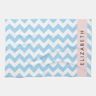 Blauw zigzag, Blauw Chevron, Golfpatroon, Jouw naa Theedoek