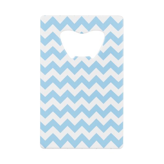 Blauw zigzag, Blauwe Chevron, Geometrisch Patroon Creditkaart Flessenopener (Voorkant)