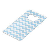 Blauw zigzag, Blauwe Chevron, Geometrisch Patroon Creditkaart Flessenopener (Achterkant Gekanteld)