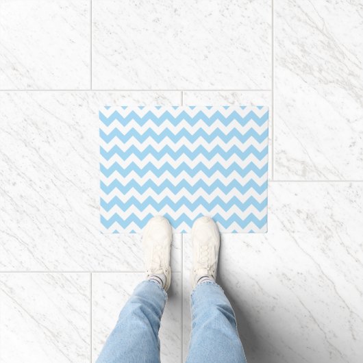 Blauw zigzag, Blauwe Chevron, Geometrisch Patroon Deurmat (Binnen)