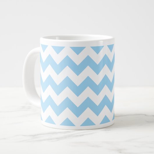 Blauw zigzag, Blauwe Chevron, Geometrisch Patroon Grote Koffiekop (Links)