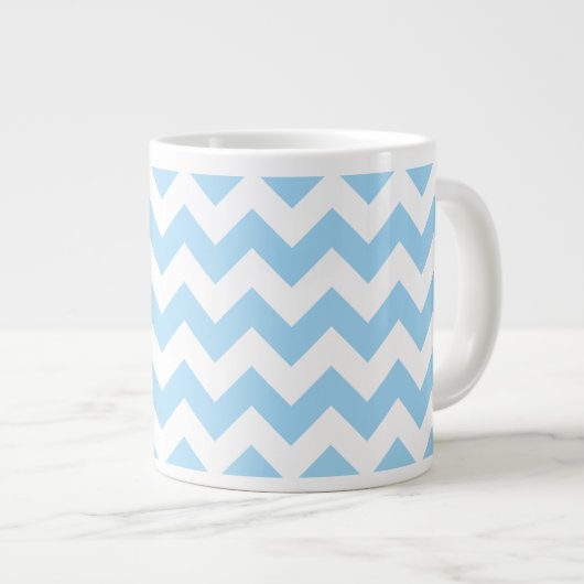 Blauw zigzag, Blauwe Chevron, Geometrisch Patroon Grote Koffiekop (Voorkant rechts)
