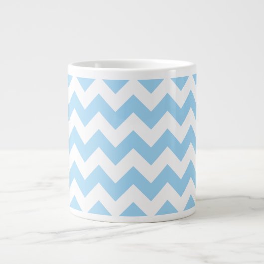 Blauw zigzag, Blauwe Chevron, Geometrisch Patroon Grote Koffiekop (Voorkant)