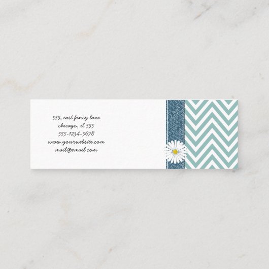 Blauw zigzag, Blauwe Chevron, Geometrisch Patroon Mini Visitekaartje (Achterkant)