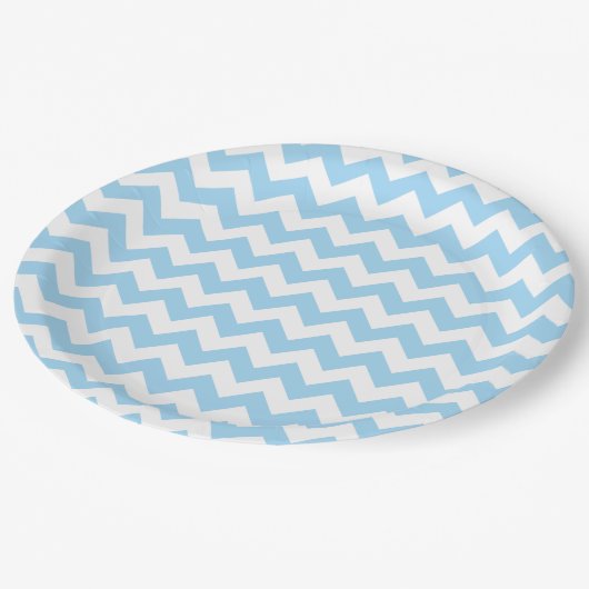 Blauw zigzag, Blauwe Chevron, Geometrisch Patroon Papieren Bordje (Gekanteld)