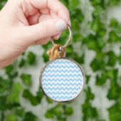 Blauw zigzag, Blauwe Chevron, Geometrisch Patroon Sleutelhanger (Hand)