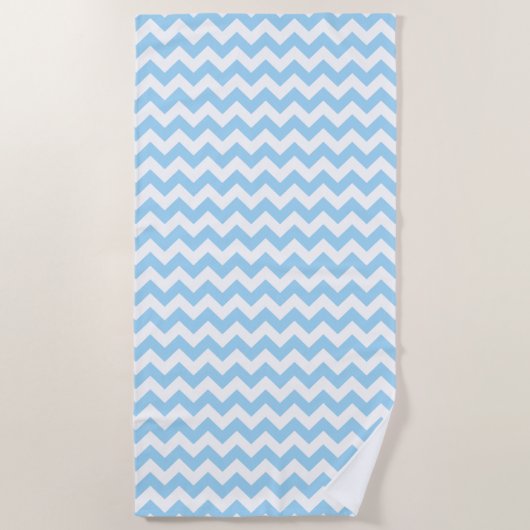 Blauw zigzag, Blauwe Chevron, Geometrisch Patroon Strandlaken (Voorkant)
