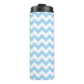 Blauw zigzag, Blauwe Chevron, Geometrisch Patroon Thermosbeker (Voorkant)