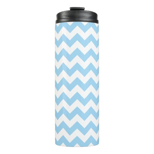 Blauw zigzag, Blauwe Chevron, Geometrisch Patroon Thermosbeker (Voorkant)