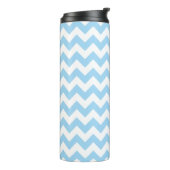 Blauw zigzag, Blauwe Chevron, Geometrisch Patroon Thermosbeker (Gedraaid links)