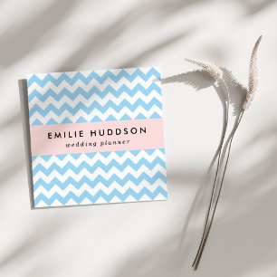 Blauw zigzag, Blauwe Chevron, Geometrisch Patroon Vierkante Visitekaartje