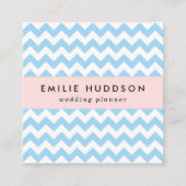 Blauw zigzag, Blauwe Chevron, Geometrisch Patroon Vierkante Visitekaartje (Voorkant)