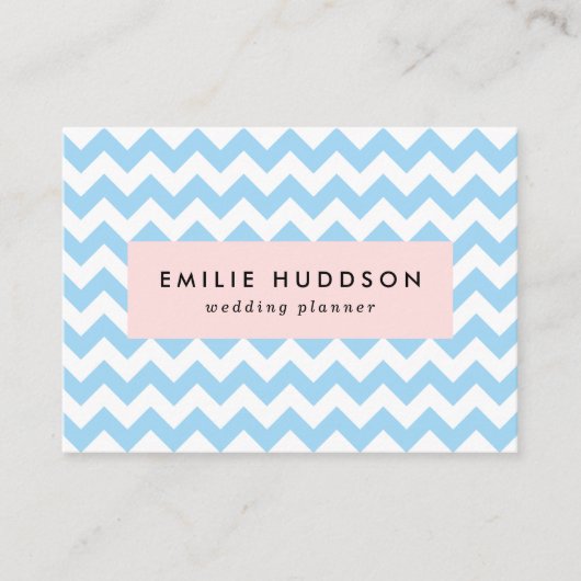 Blauw zigzag, Blauwe Chevron, Geometrisch Patroon Visitekaartje (Voorkant)