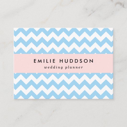 Blauw zigzag, Blauwe Chevron, Geometrisch Patroon Visitekaartje (Voorkant)