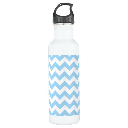 Blauw zigzag, Blauwe Chevron, Geometrisch Patroon Waterfles (Voorkant)