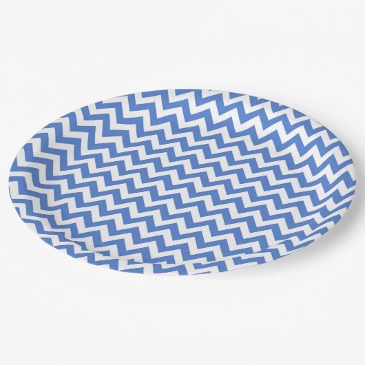 Blauw ZigZag/Chevron-patroon Papieren Bordje (Gekanteld)