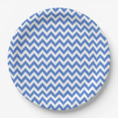 Blauw ZigZag/Chevron-patroon Papieren Bordje (Voorkant)
