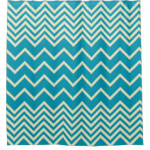 Blauw-Zigzag-gevoerd-Douchegordijn