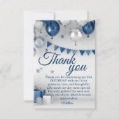 Blauw Zilver 21e verjaardag Bedankkaart (Voorkant)