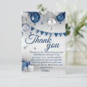 Blauw Zilver 21e verjaardag Bedankkaart (Staand voorkant)