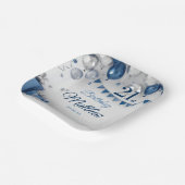 Blauw Zilver 21e verjaardag Papieren Bordje (Gebogen)