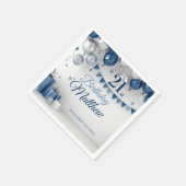 Blauw Zilver 21e verjaardag Servet (Hoek)