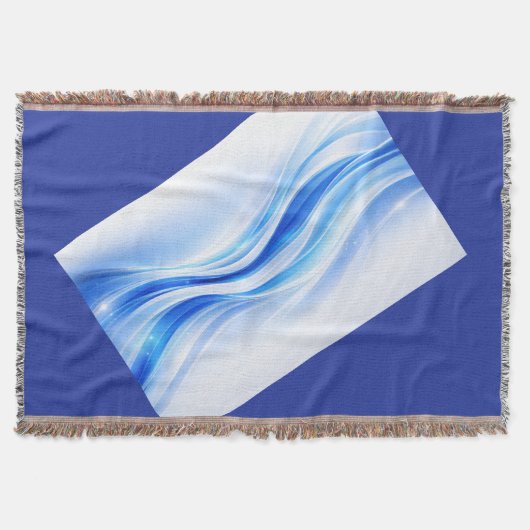 Blauw & Zilver Abstract Golf Plaid – Moderne Flowi Deken (Voorkant)