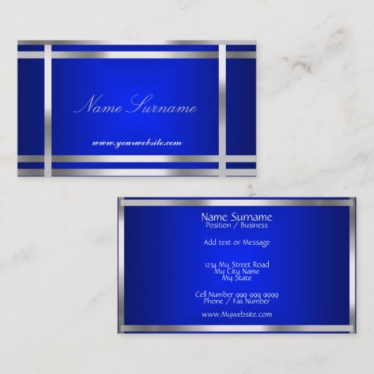 Blauw Zilver Abstract Visitekaartje (Voorkant / Achterkant)