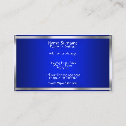 Blauw Zilver Abstract Visitekaartje (Achterkant)