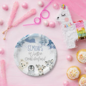 Blauw Zilver Arctische Winter Nederland Verjaardag Papieren Bordje (Feest)