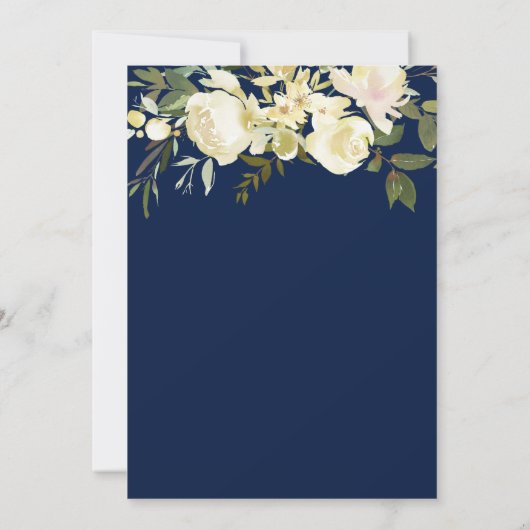 Blauw Zilver Bloemen Jongen Eerste Heilige Communi Kaart (Achterkant)