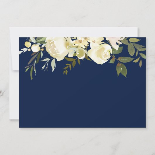 Blauw Zilver Bloemen Jongen Eerste Heilige Communi Kaart (Achterkant)