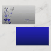 Blauw, Zilver Bloemen met Vlinders Plaats Kaarten Plaatskaartje (Voorkant / Achterkant)