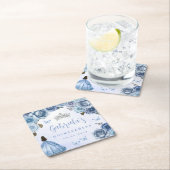 Blauw Zilver Bloemen Quinceañera Party Kartonnen Onderzetters (Insitu)