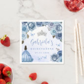 Blauw Zilver Bloemen Quinceañera Party Servet (Insitu)
