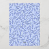Blauw Zilver Chinoiserie Bloemen Franse bruiloft Folie Uitnodiging (Achterkant)