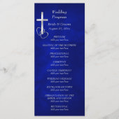 Blauw Zilver Christelijk Cross Trouwprogramma Programmakaart (Voorkant)