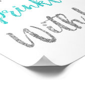 Blauw Zilver Confetti Bestrooid met Liefde Teken Poster (Hoek)